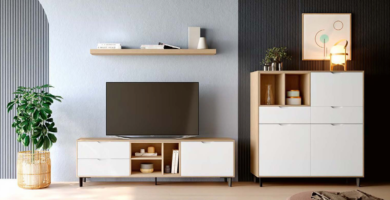 Mueble tv Blanco y madera